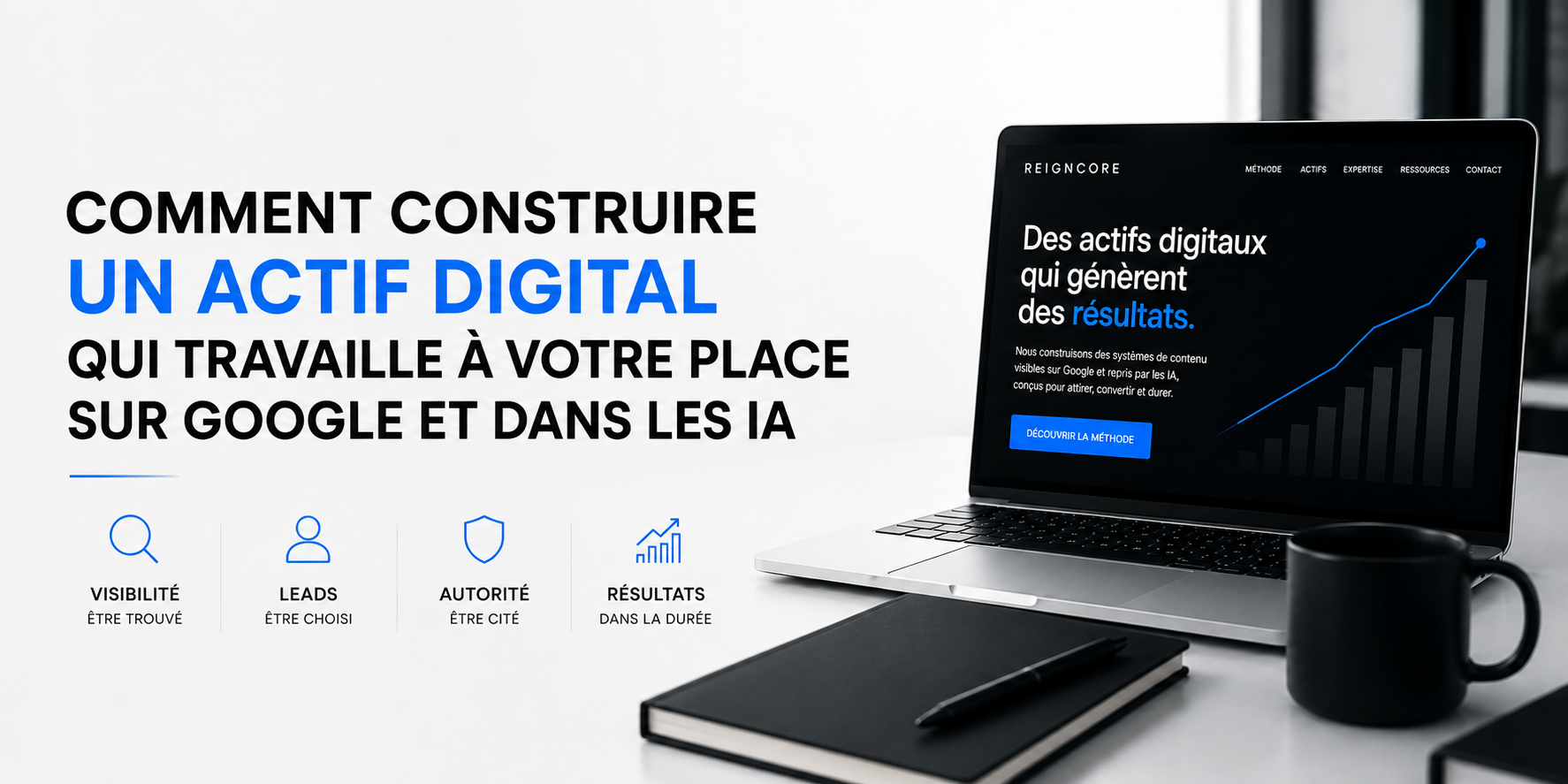 Actif digital REIGNCORE conçu pour générer visibilité, leads et autorité sur Google et dans les IA génératives